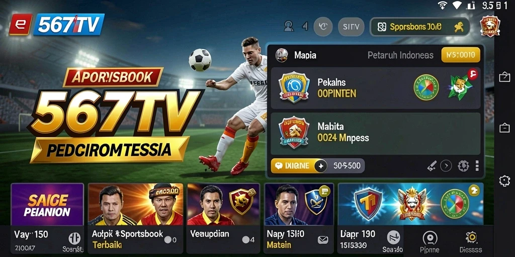 Screenshot menampilkan antarmuka 567TV dengan pilihan taruhan olahraga.