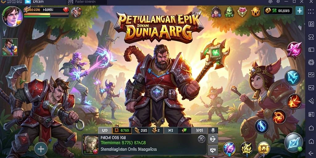 Tangkapan layar menampilkan pertarungan epik di dunia ARPG.