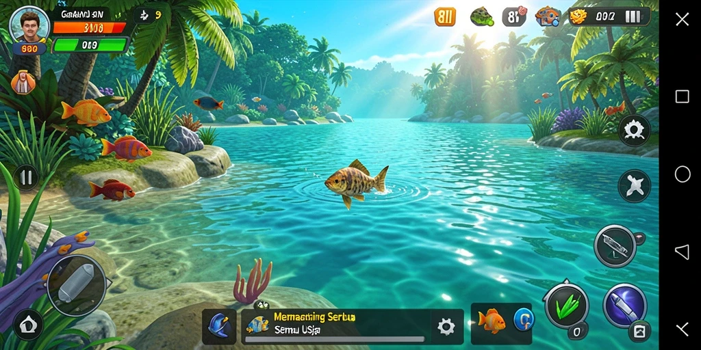 Gameplay seru pada 8II dengan berbagai jenis ikan dan lokasi memancing.