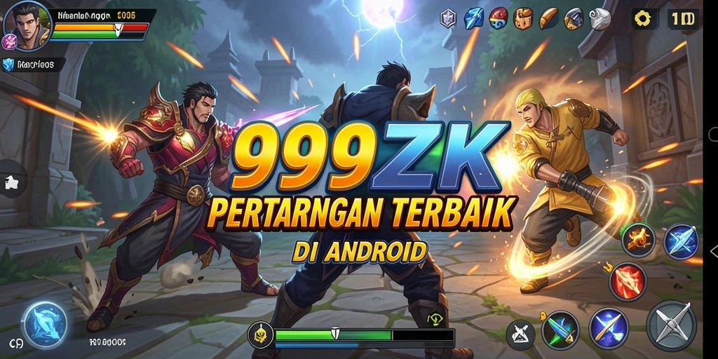Screenshot utama 999ZK menunjukkan aksi pertarungan yang mendebarkan.
