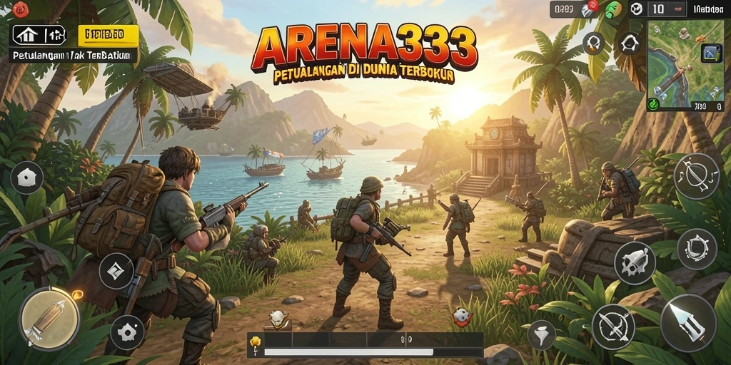 Tampilan gameplay <strong>ARENA333</strong> yang menakjubkan di dunia terbuka.