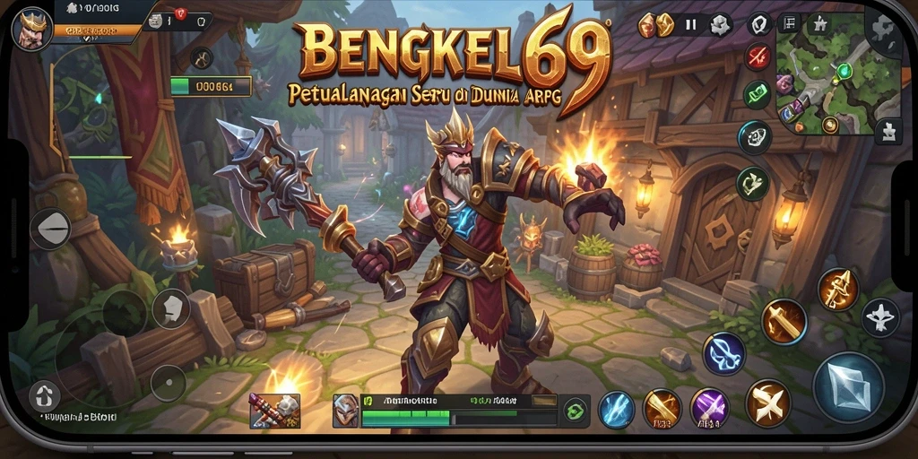 Tampilan menakjubkan gameplay ARPG BENGKEL69 dengan karakter dan monster.