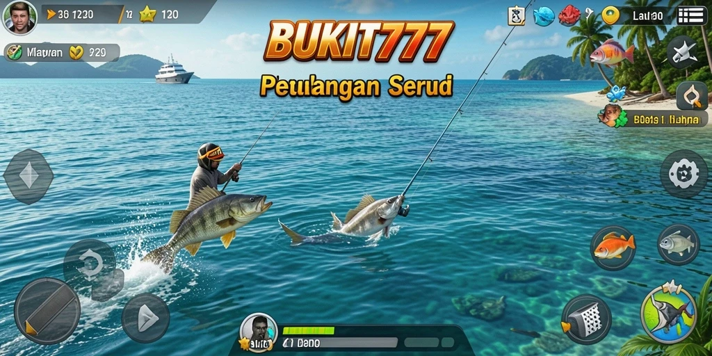 Tampilan menakjubkan saat memancing di laut lepas.