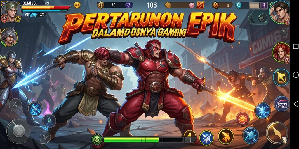 Tangkapan layar menunjukkan aksi seru dalam game Fighting BUMI303.