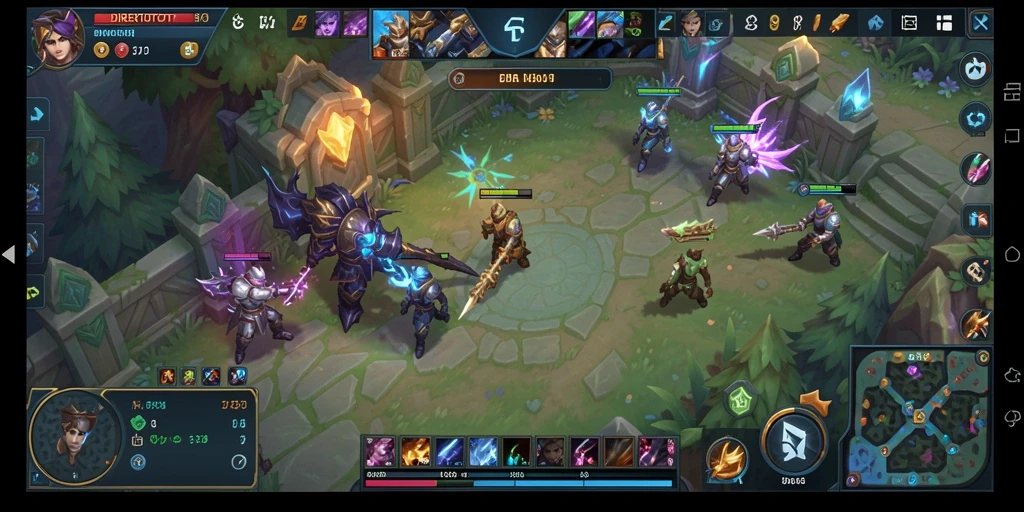 Screenshot gameplay menampilkan aksi seru dalam pertandingan MOBA.