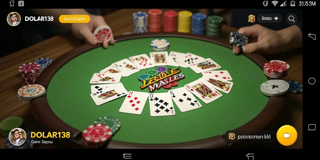 Tampilan gameplay seru dari DOLAR138 yang menggambarkan permainan Gaple.