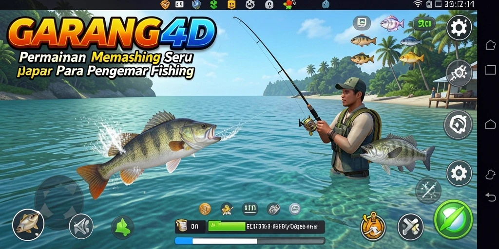 Screenshot gameplay GARANG4D menampilkan momen mendebarkan saat menangkap ikan besar.