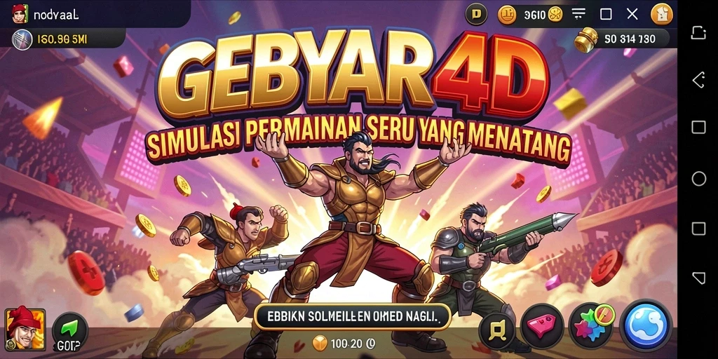 Tampilan gameplay utama GEBYAR4D yang menarik dan interaktif.