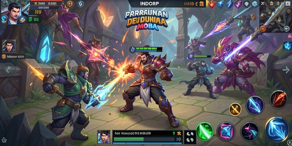 Gambaran aksi intens dalam permainan MOBA INDORP.