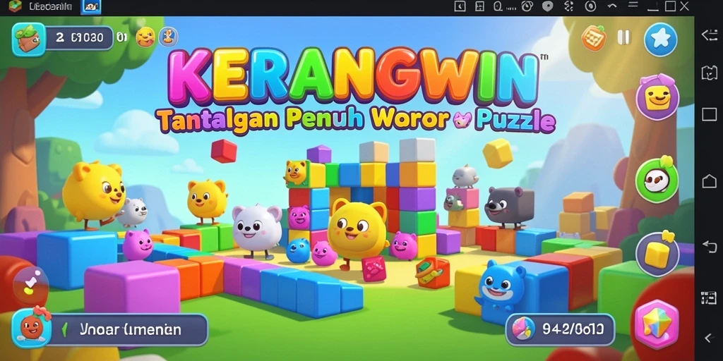Tampilan gameplay KERANGWIN dengan teka-teki colorful.
