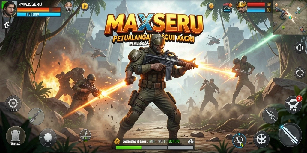 Screenshot menunjukkan aksi seru dalam gameplay MAXSERU.