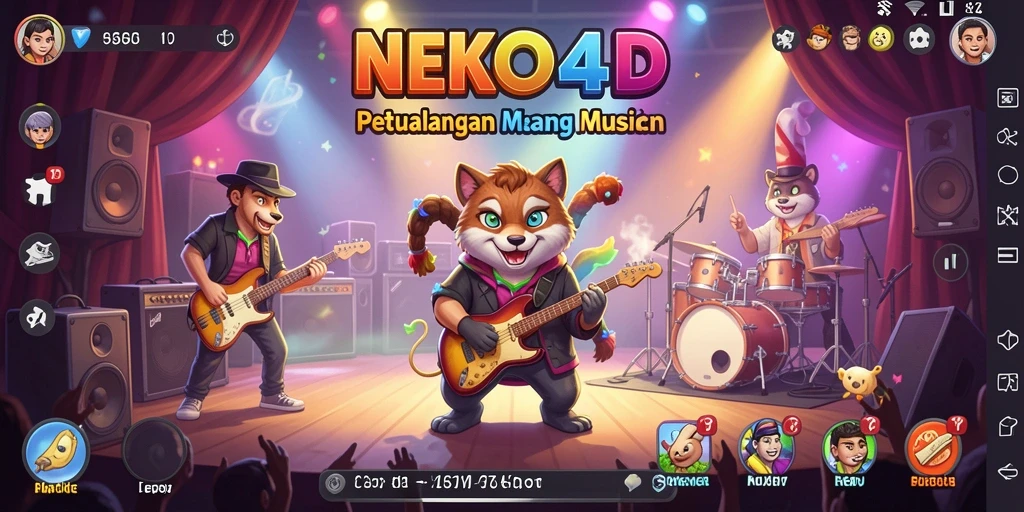 Tampilan gameplay NEKO4D yang penuh warna dan dinamis.