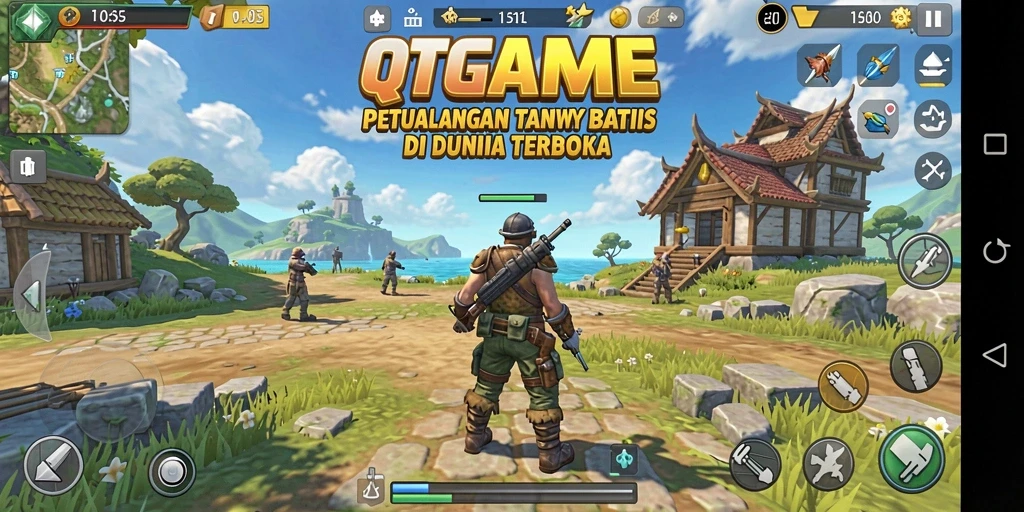 Tampilan menarik dari gameplay QTGAME di dunia terbuka.