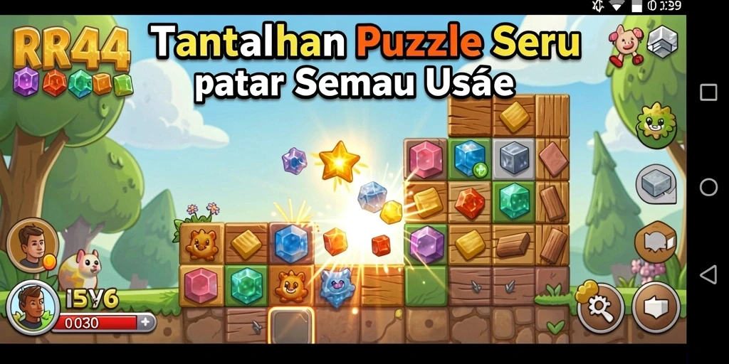 Screenshot gameplay dari RR44 yang menunjukkan tantangan puzzle.